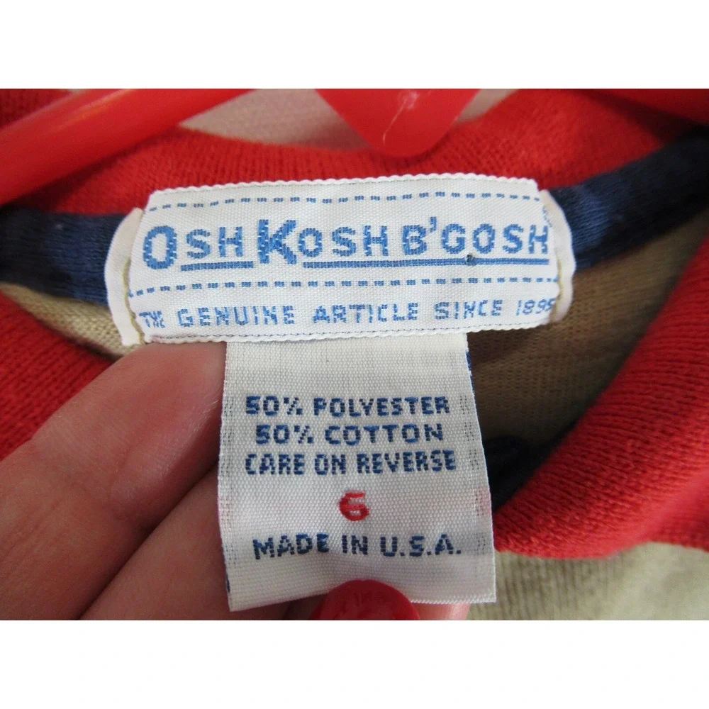 Vintage 90s OshKosh B'gosh Polo Shirt Boys 6 Short Sleeve Striped Made in USA